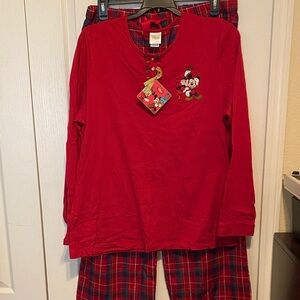 Disney Women’s Red and Plaid Pajama Set